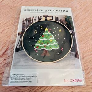 Embroidery DIY Art Kit with Christmas Tree Design